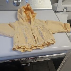 Vintage Yellow Baby Jacket with Floral Embroidery